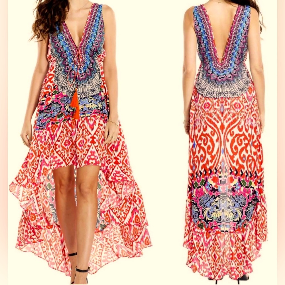 MUSETTE Hi Low Dress Cover Up Crystal Embellishments Small Medium NWT